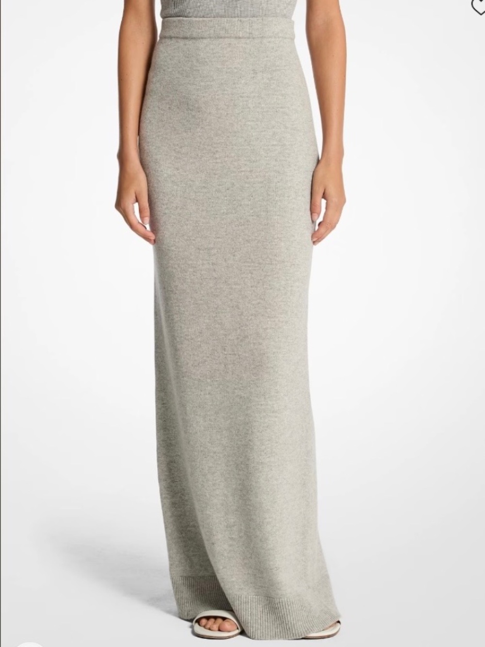 MICHAEL KORS COLLECTION Cashmere Maxi Skirt Pearl Grey SZ M